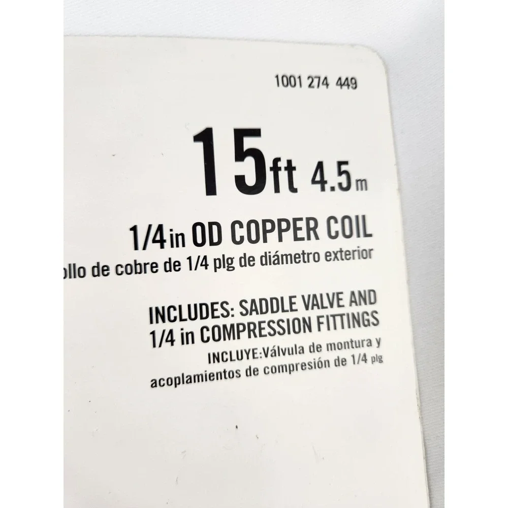 NEW Everbilt 1/4 in. x 15 ft. Copper Ice Maker‎ Supply Line Installation Kit DIY